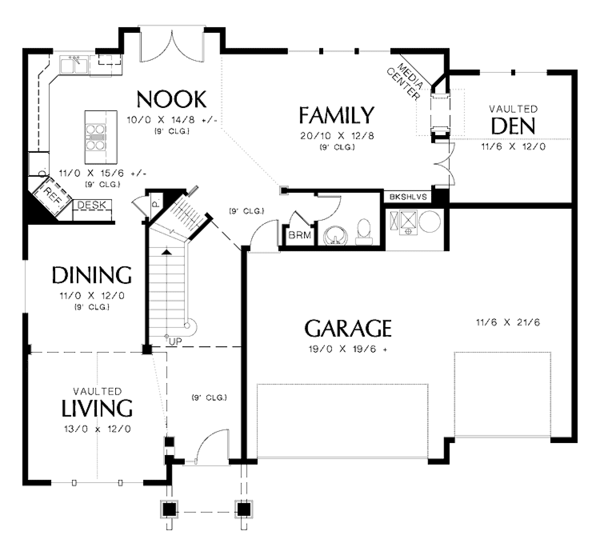 Architectural House Design - Craftsman Floor Plan - Main Floor Plan #48-809