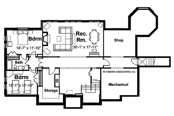 Floor Plan - Lower Floor for Tudor House Plan #928-27 - 4 bed, 3.5 bath