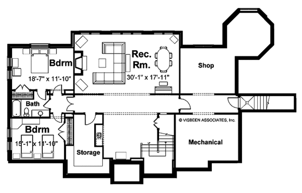 Architectural House Design - Tudor Floor Plan - Lower Floor Plan #928-27