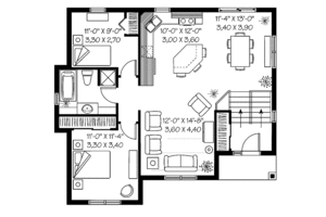 Floor Plan - Main Floor for European House Plan #23-2388 - 2 bed, 1 bath