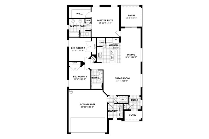 Traditional Style House Plan - 3 Beds 2 Baths 1476 Sq/Ft Plan #1058-240 ...