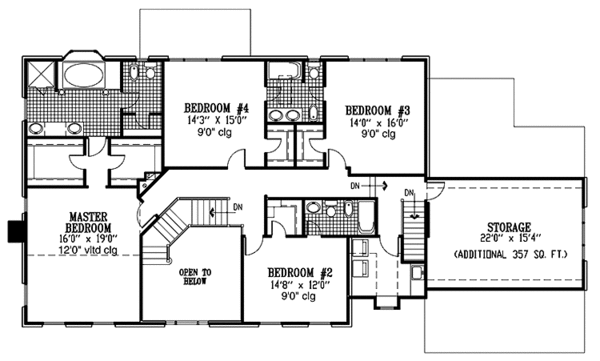 Architectural House Design - Classical Floor Plan - Upper Floor Plan #953-59