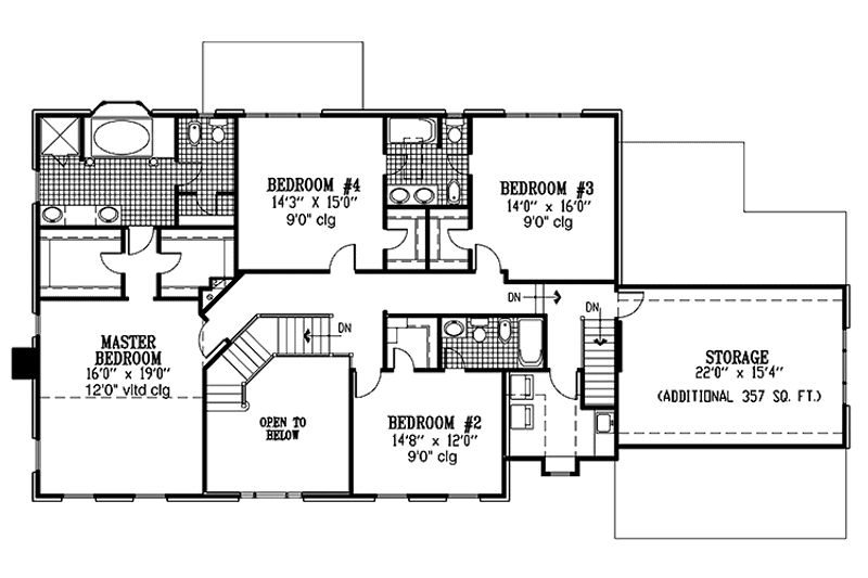 Architectural House Design - Floor Plan - Upper Floor for Classical House Plan #953-59 - 4 bed, 3.5 bath