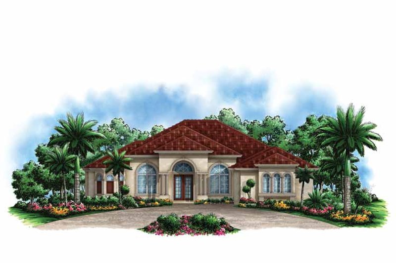Home Plan - Exterior - Front Elevation 3 for Mediterranean House Plan #1017-143 - 3 bed, 3.5 bath