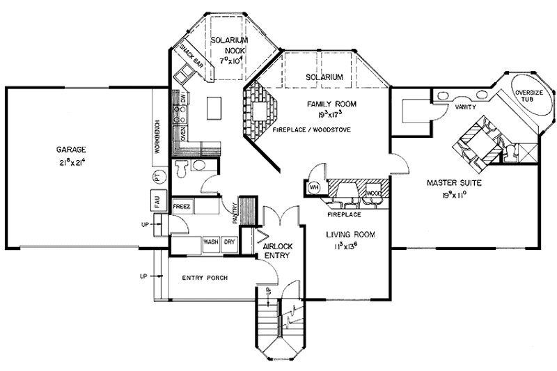 Home Plan - Floor Plan - Main Floor for Contemporary House Plan #60-951 - 3 bed, 2.5 bath