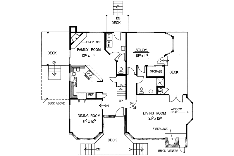 Home Plan - Floor Plan - Main Floor for Contemporary House Plan #60-685 - 3 bed, 3 bath