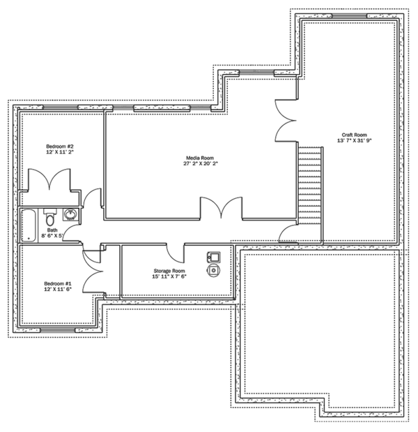 House Design - Ranch Floor Plan - Lower Floor Plan #1060-10
