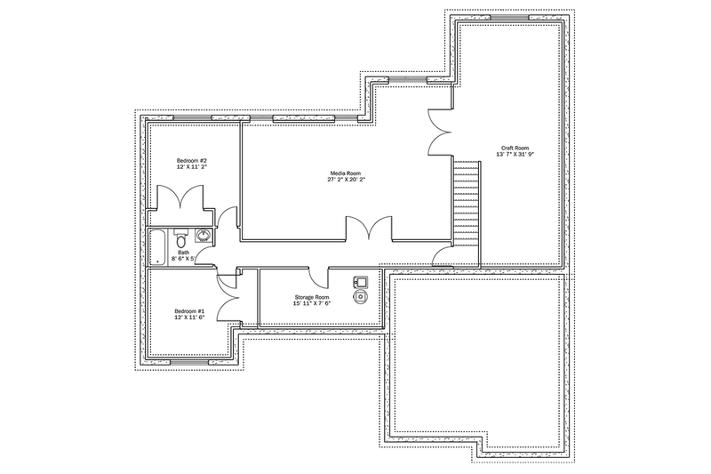 Home Plan - Floor Plan - Lower Floor for Ranch House Plan #1060-10 - 3 bed, 2 bath