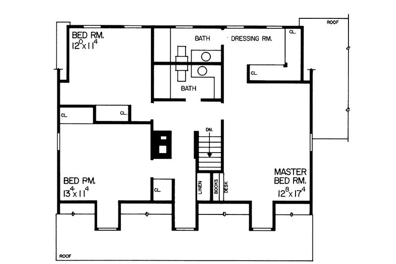 Home Plan - Floor Plan - Upper Floor for Colonial House Plan #72-623 - 3 bed, 3 bath