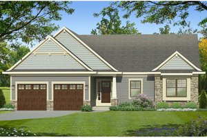 House Plan Design - Exterior - Front Elevation for Ranch House Plan #1010-184 - 2 bed, 2.5 bath