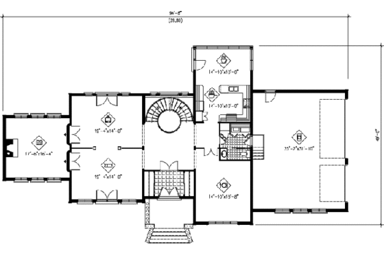 Floor Plan - Main Floor for Colonial House Plan #25-4172 - 4 bed, 2.5 bath