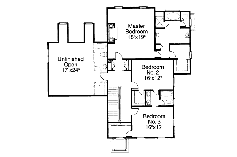 Home Plan - Floor Plan - Upper Floor 1 for Classical House Plan #429-210 - 4 bed, 3.5 bath