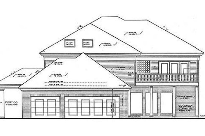 Home Plan - Exterior - Rear Elevation for Colonial House Plan #310-684 - 4 bed, 4 bath