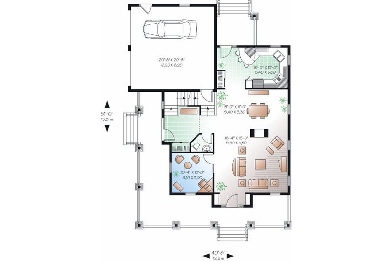 Dream House Plan - Floor Plan - Main Floor for Farmhouse House Plan #23-840 - 5 bed, 2.5 bath
