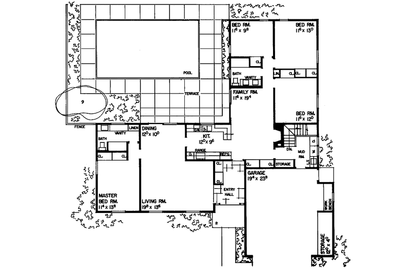 Home Plan - Floor Plan - Main Floor for Ranch House Plan #72-494 - 4 bed, 2 bath