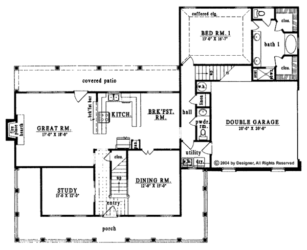 House Plan Design - Country Floor Plan - Main Floor Plan #42-551
