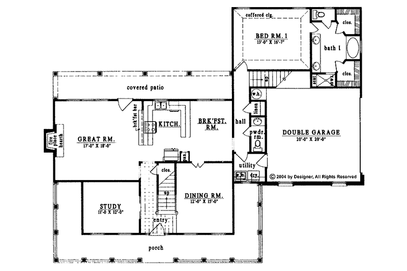 Home Plan - Floor Plan - Main Floor for Country House Plan #42-551 - 3 bed, 2 bath