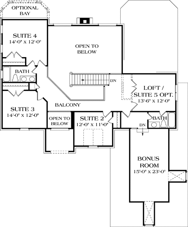 Architectural House Design - Traditional Floor Plan - Upper Floor Plan #453-567