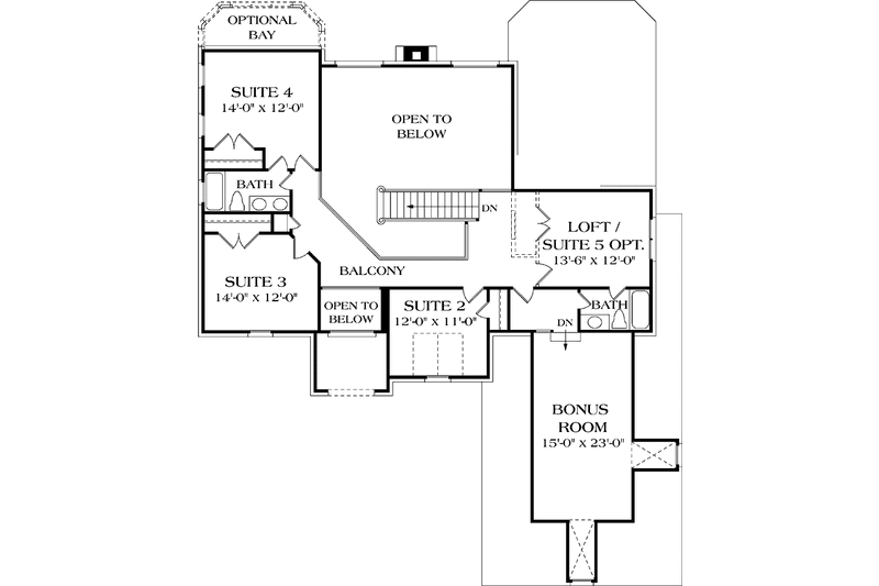 Home Plan - Floor Plan - Upper Floor for Traditional House Plan #453-567 - 5 bed, 3.5 bath
