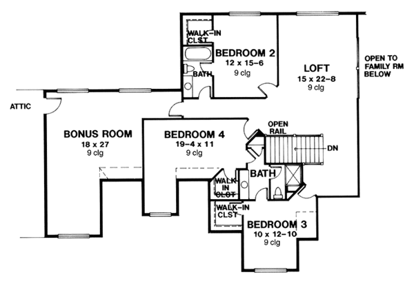 Dream House Plan - Country Floor Plan - Upper Floor Plan #966-72