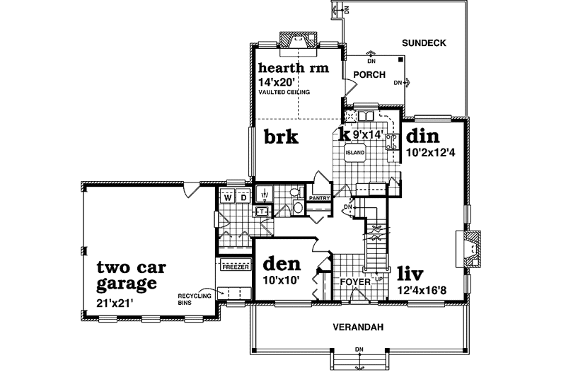 House Blueprint - Floor Plan - Main Floor for Victorian House Plan #47-1025 - 4 bed, 3 bath
