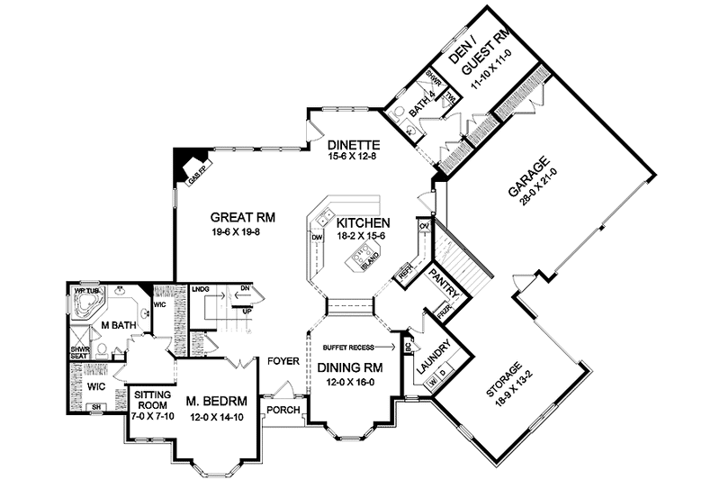 Architectural House Design - Floor Plan - Main Floor for Country House Plan #328-401 - 5 bed, 4 bath