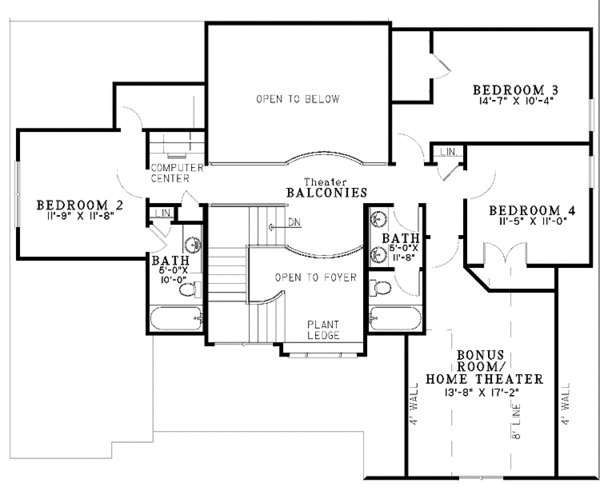 Traditional Floor Plan - Upper Floor Plan #17-3111
