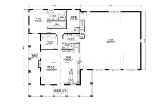 Floor Plan - Main Floor for Country House Plan #1064-250 - 3 bed, 2.5 bath