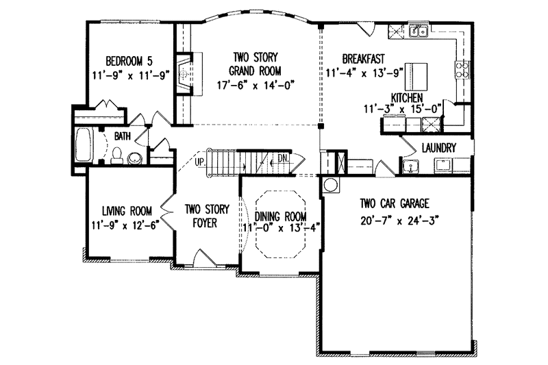 Architectural House Design - Floor Plan - Main Floor for Country House Plan #54-218 - 5 bed, 4 bath