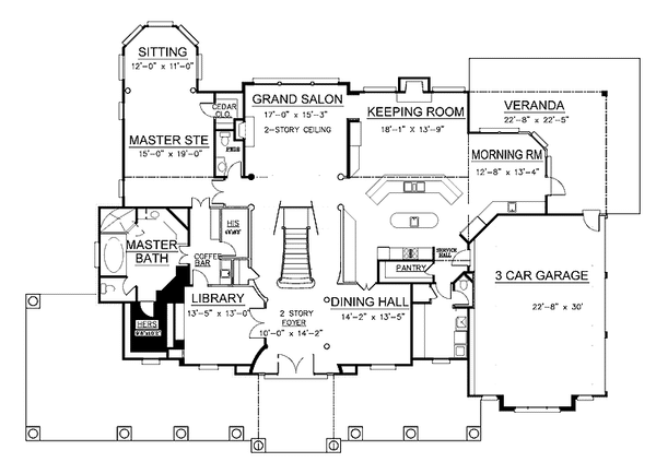 Home Plan - Floor Plan - Main Floor for Colonial House Plan #119-413 - 4 bed, 3 bath