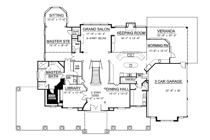 Home Plan - Floor Plan - Main Floor for Colonial House Plan #119-413 - 4 bed, 3 bath