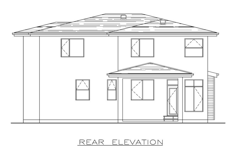 House Blueprint - Exterior - Rear Elevation for Modern House Plan #1100-57 - 4 bed, 2.5 bath