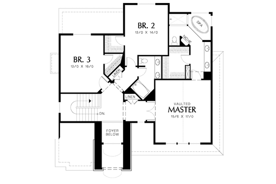 Floor Plan - Upper Floor for Traditional House Plan #48-815 - 3 bed, 2.5 bath
