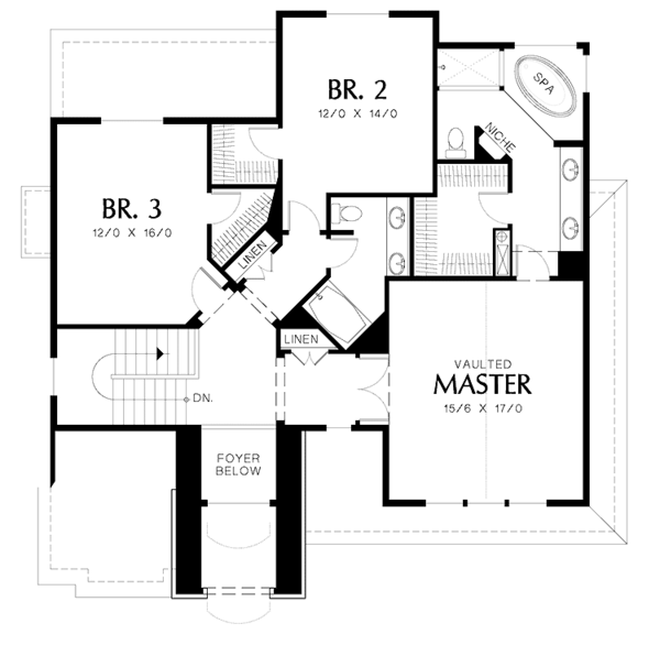 Traditional Floor Plan - Upper Floor Plan #48-815