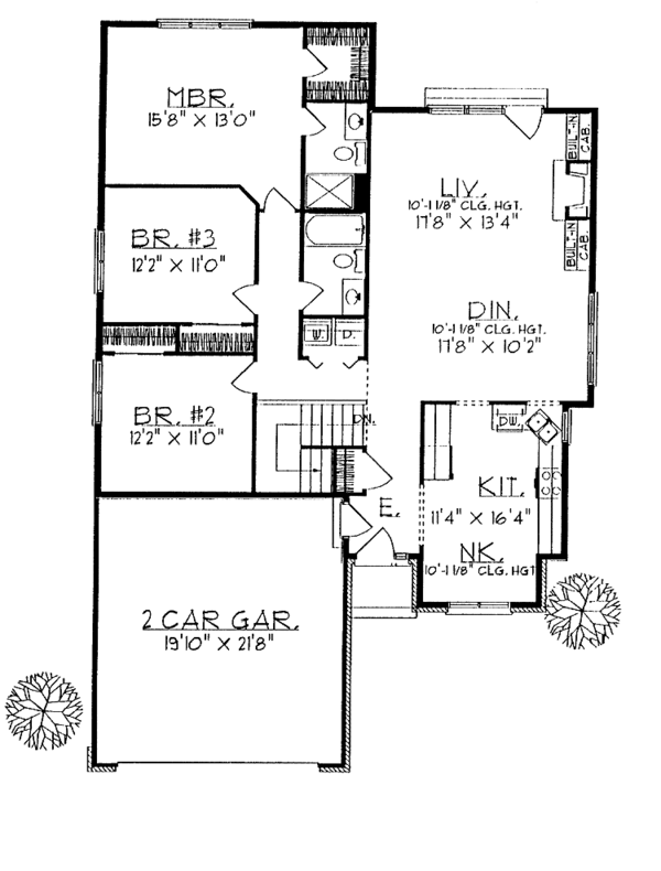 House Plan Design - Ranch Floor Plan - Main Floor Plan #70-1304