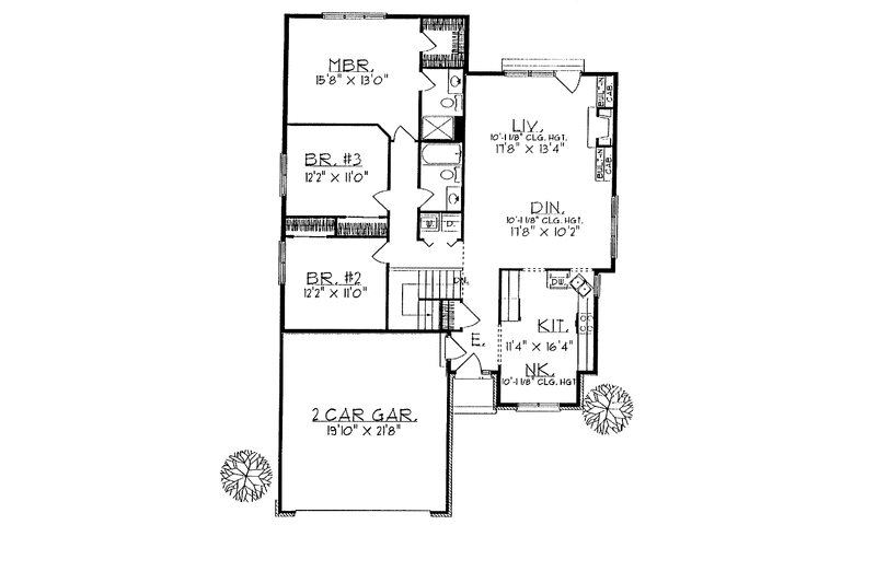 Home Plan - Floor Plan - Main Floor for Ranch House Plan #70-1304 - 3 bed, 2 bath