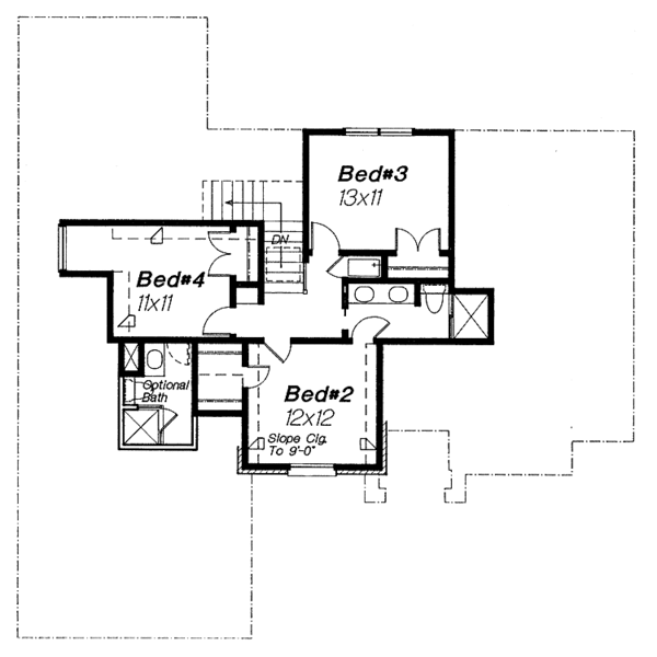 House Blueprint - Traditional Floor Plan - Upper Floor Plan #310-1004