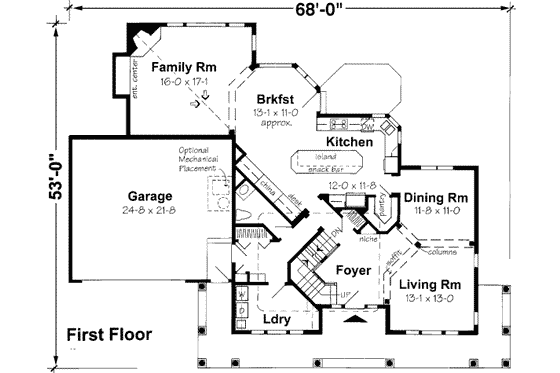 Floor Plan - Main Floor for Traditional House Plan #312-464 - 4 bed, 2.5 bath