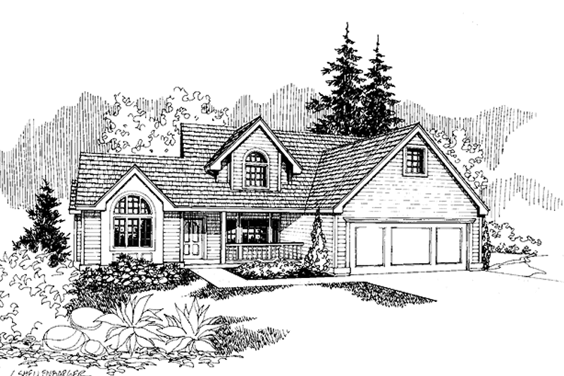 Architectural House Design - Exterior - Front Elevation 3 for Country House Plan #60-803 - 4 bed, 2.5 bath