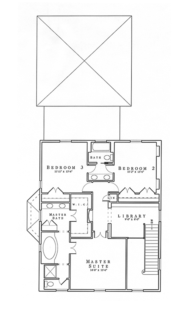 House Blueprint - Classical Floor Plan - Upper Floor Plan #992-2