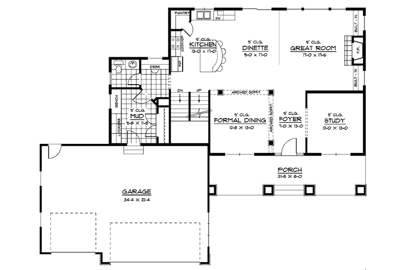 Home Plan - Floor Plan - Main Floor for European House Plan #51-635 - 4 bed, 3.5 bath