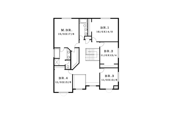 Floor Plan - Upper Floor for Traditional House Plan #943-12 - 5 bed, 2.5 bath