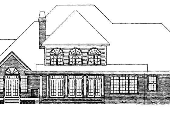 Exterior - Rear Elevation for Classical House Plan #929-516 - 4 bed, 4.5 bath