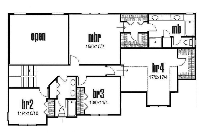 House Plan Design - Floor Plan - Upper Floor for Traditional House Plan #435-21 - 4 bed, 2.5 bath