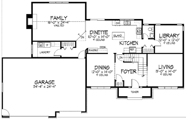Architectural House Design - European Floor Plan - Main Floor Plan #51-919