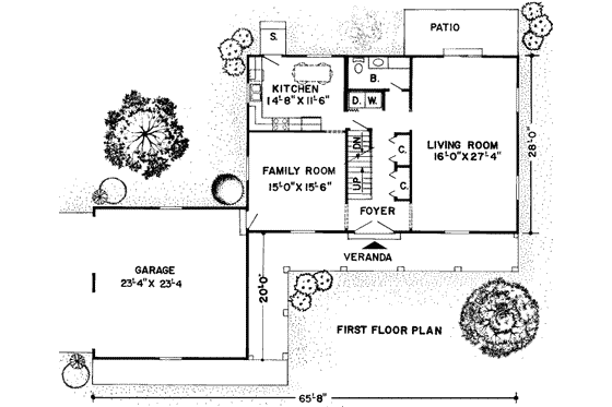 Floor Plan - Main Floor for Mediterranean House Plan #312-173 - 3 bed, 2.5 bath