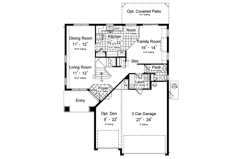 House Design - Floor Plan - Main Floor for Mediterranean House Plan #417-771 - 4 bed, 2.5 bath