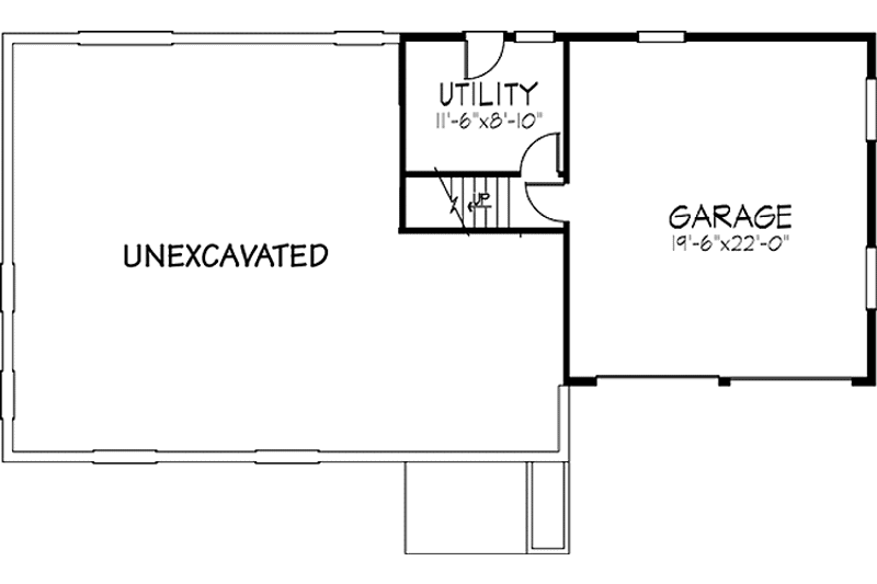 Home Plan - Floor Plan - Lower Floor for Contemporary House Plan #320-1338 - 3 bed, 2.5 bath