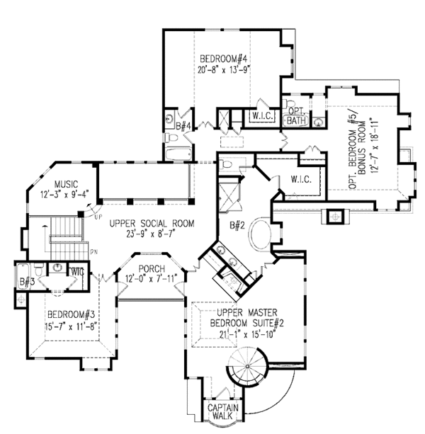 Dream House Plan - Country Floor Plan - Upper Floor Plan #54-302