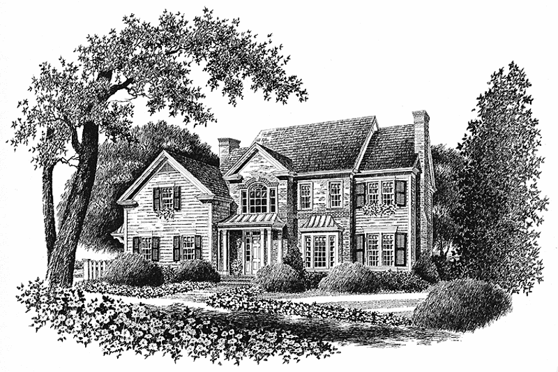 Dream House Plan - Exterior - Front Elevation 3 for Colonial House Plan #429-90 - 4 bed, 2.5 bath